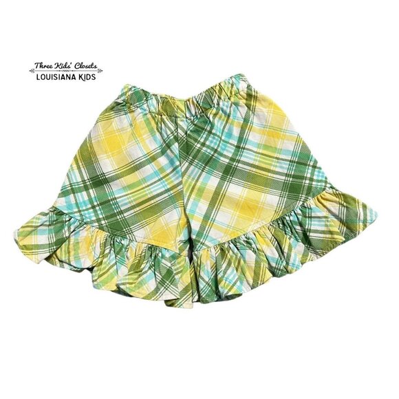 Persnickety 12m Green Yellow Blue Plaid Ruffle Shorts - Picture 1 of 5